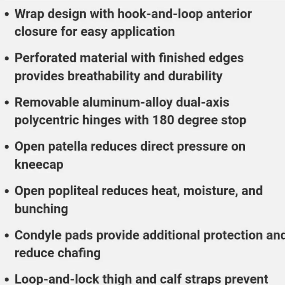 Knee Brace H.K.O. 16 - Anterior Closure Large D-Ring / Hook and Loop Strap Closu